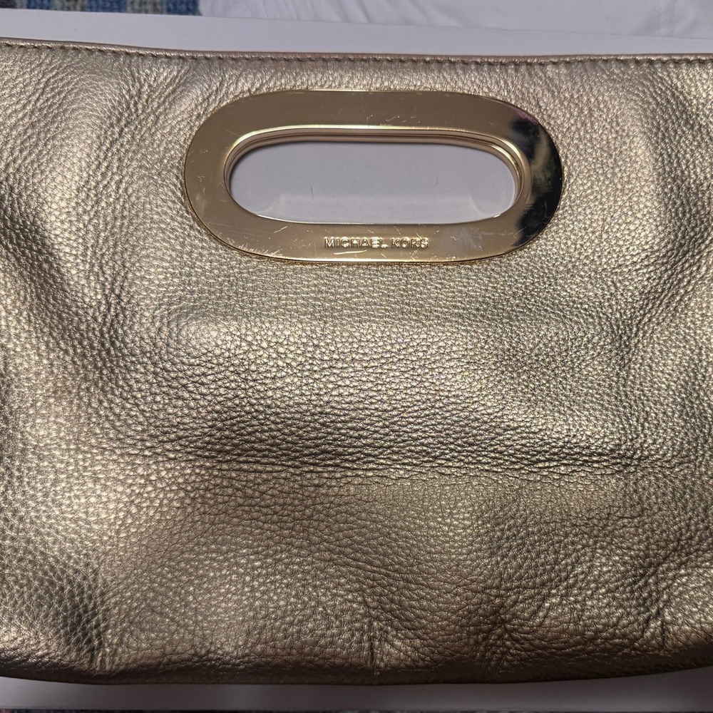 Michael Kors Berkeley Gold Leather Clutch